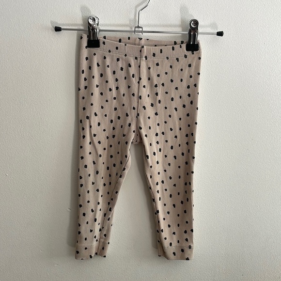 H&M Bottoms Hm Baby Rib Leggings Polka Dot Leopard Type Print Beige